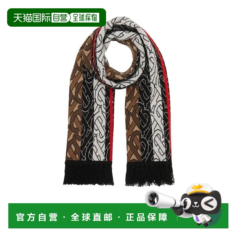 1h可退 BURBERRY 女士围巾 80186151 AW2020 黑色   Monogram条纹