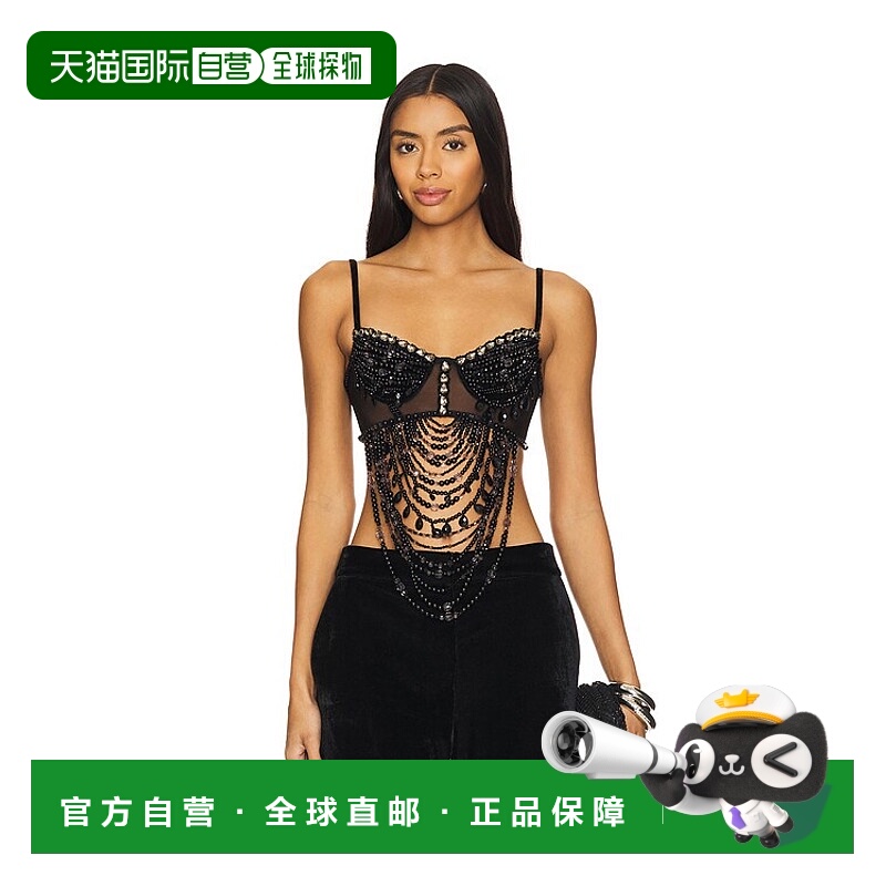 1h可退 潮奢 PATBO 女士 钉珠天鹅绒蕾丝比基尼内衣 TOP30314US