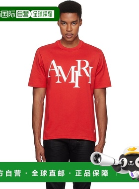 1h可退 潮奢 AMIRI 男士 红色 Staggered Logo T 恤 AMJYTE1149