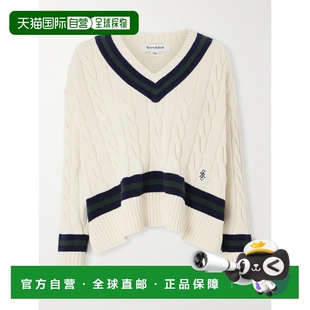 1h可退 潮奢 SPORTY & RICH 女士 条纹粗线针织棉质毛衣 WS065613