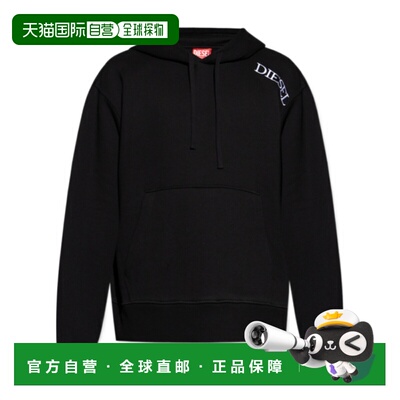 DIESEL 男士卫衣 A208010KHAR9XX AW2025 黑色连帽长袖 卫衣黑色