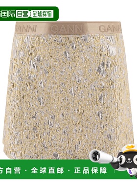 GANNI 女士半身裙 W0038012 SS2025 金色 弹性迷你裙a字裙