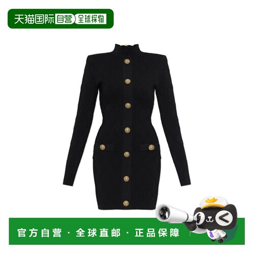 BALMAIN 女士连衣裙 HF1R8019KK200PA AW2026 黑色 Dress with de