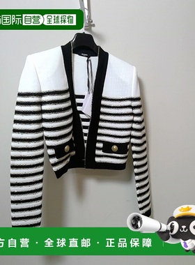 BALMAIN 女士外套 AF1SK020KD73GIU AW2023 黑色 条纹休闲夹克