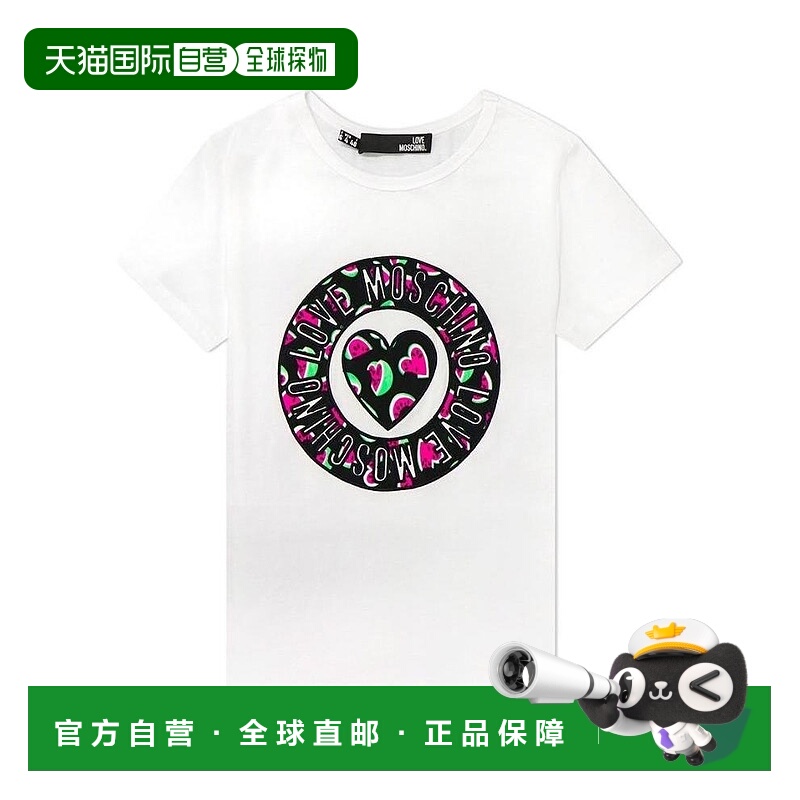 1h可退 MOSCHINO 女士衬衫 W4F7314E1698A00 SS2022 白色 圆领徽T