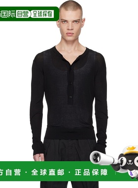 1h可退 潮奢 Tom Ford 汤姆 福特 男士 黑色四扣亨利衫 KYL023YMS