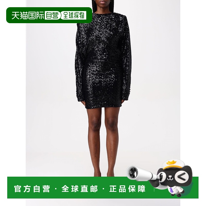 1h可退 PINKO 女士连衣裙 104482A29JZ99 AW2024 黑色 亮片迷你连