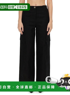 GANNI 女士休闲裤 F9612099 AW2024 黑色 HERRINGBONE PANTS