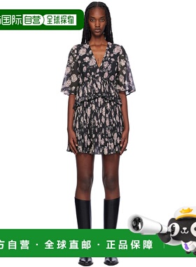 1h可退 潮奢 GANNI 甘尼 女士 黑色 Floral Printed Pleated 连衣