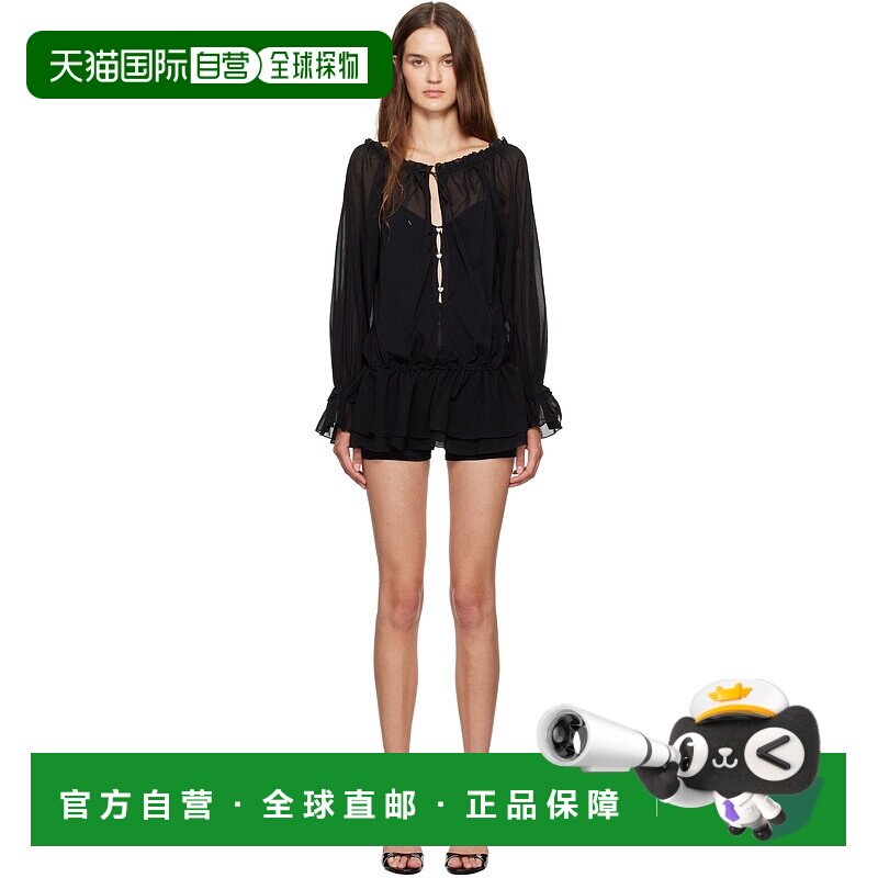 1h可退 潮奢 Poster Girl 女士 黑色露肩连衣裙 AW25RTWDR036
