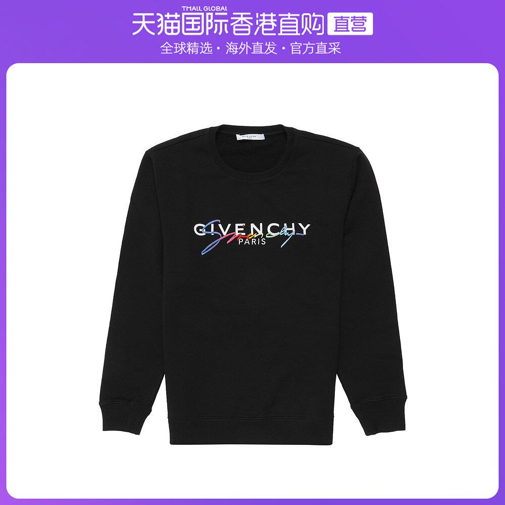 香港直邮Givenchy 纪梵希 男士黑色彩虹刺绣徽标卫衣 BMJ03C30AF-