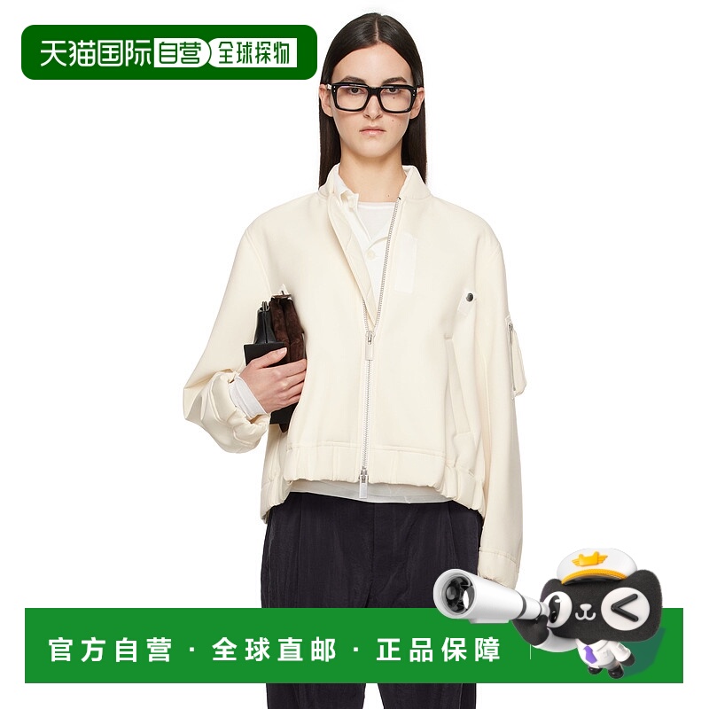 1h可退 潮奢 Sacai 女士 灰白色 Suiting Bonding 飞行员夹克 250