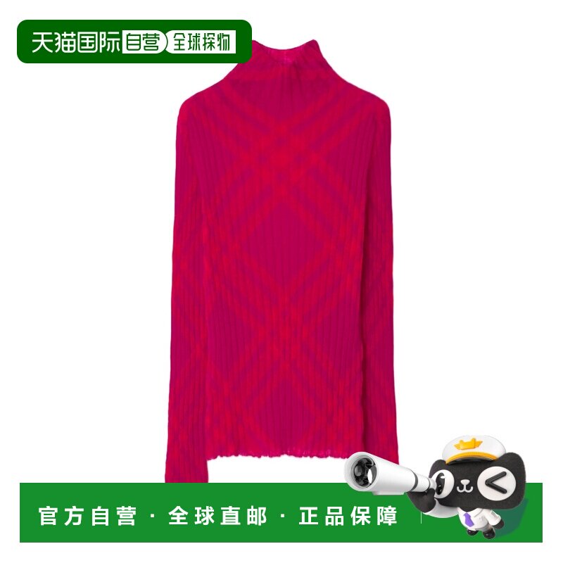 BURBERRY 女士针织毛衣 80765081 CO 红色 格纹羊毛针织衫