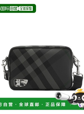 BURBERRY 男士斜挎包 81040361 SS2025 黑色 Grid 格纹单肩包