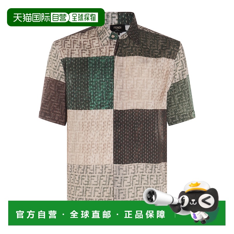 1小时内可退 FENDI 男士衬衫 FS0795AU73F1RFY SS2025 花色亚麻