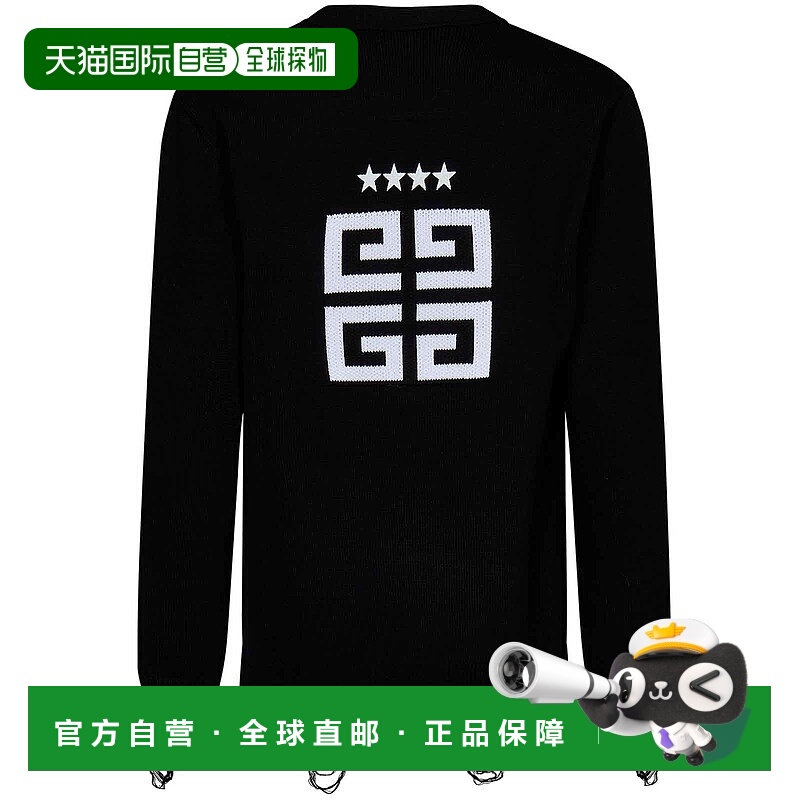 GIVENCHY 男士针织毛衣 BM90NU4ZH6004 SS2024 黑色 Intarsia det