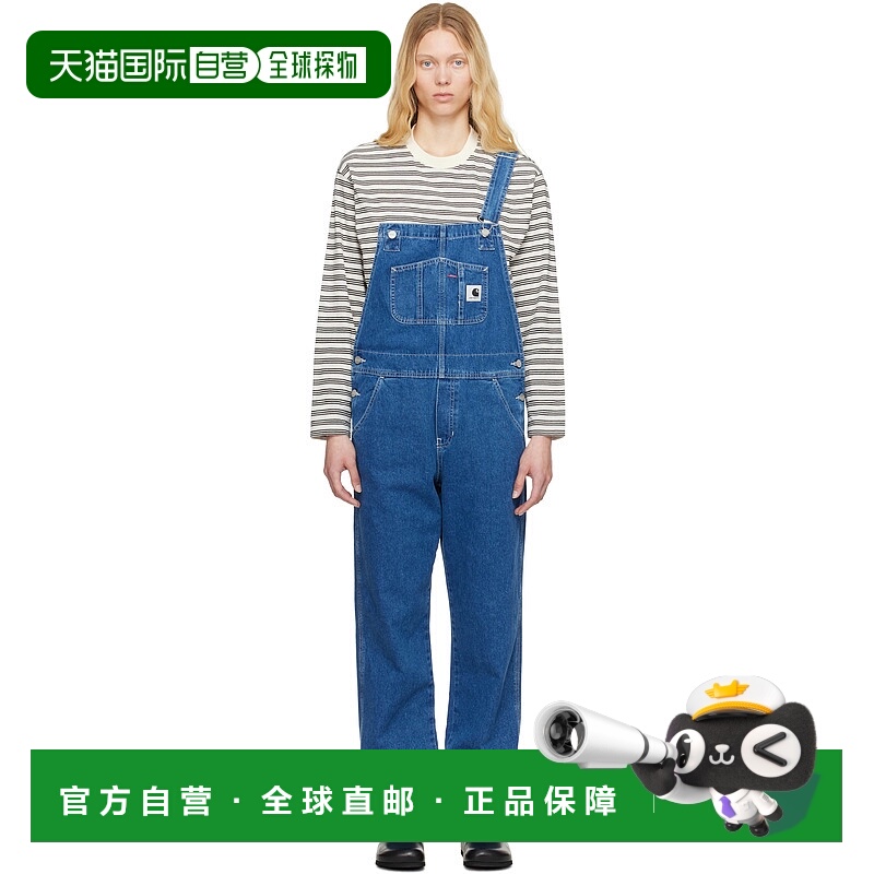 1h可退 潮奢 CARHARTT WIP 女士 蓝色 Bib Straight 牛仔背带裤 I