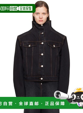 1h可退 潮奢 Pushbutton 女士 黑色 High Neck 牛仔夹克 PB251000