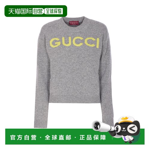 GUCCI 女士针织衫 770072XKEBC2323 AW2025 灰色 长袖毛衣