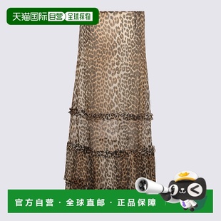GANNI 女士半身裙 W0435943 AW2025 黄色Leopard Skirt a字裙