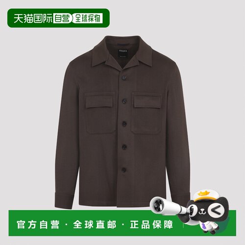 Z ZEGNA 男士衬衫 UGV46A2SOT6BM06 AW2025 棕色 CASHMERE SILK O