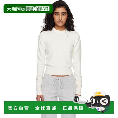 潮奢 SKIMS 女士 白色 Sweater Knits Ribbed Fitted Crewneck 针