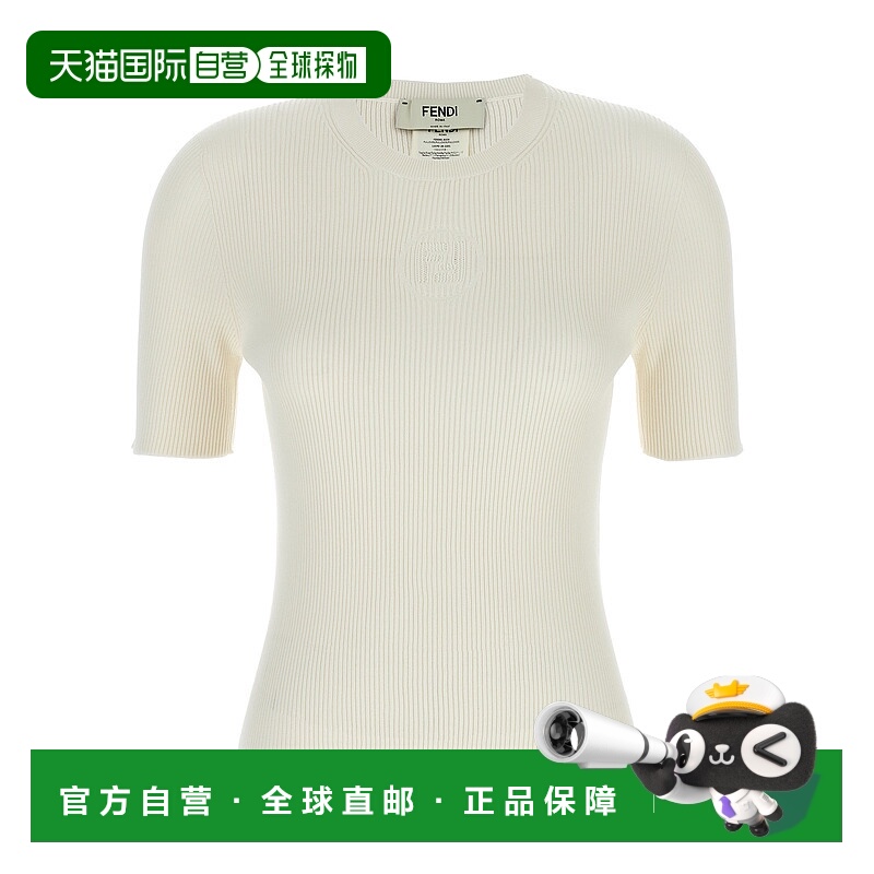1h可退 FENDI 女士针织毛衣 FZXD61AUI4F08QQ SS2025 白色 T-SHIR