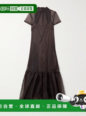 1h可退 潮奢 Staud 女士 Calluna 打结领层叠欧根纱长款连衣裙 R2