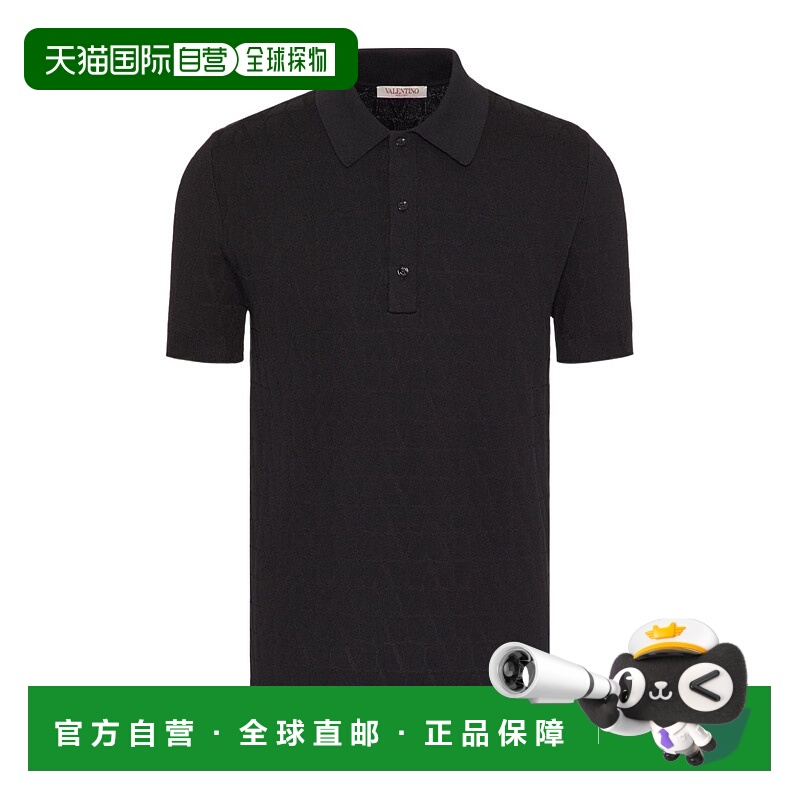 1h可退 VALENTINO 男士T恤 VKP02G9W5MXM SS2024 黑色 翻领短袖Po