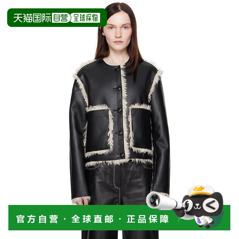 1h可退 潮奢 Stand Studio 女士 黑色 Lucine 合成皮革双面夹克 6