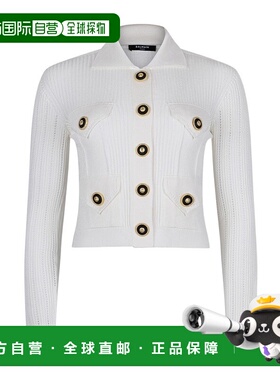 BALMAIN 女士针织毛衣 EF1KL150KI100FA SS2025 白色长袖开衫