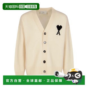 Ami Paris 男士针织衫 UKC367018151 AW2025 白色 V领开衫