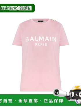 BALMAIN 女士T恤 BF1EF005BB02OHV AW2025 粉红色 Printed logo t