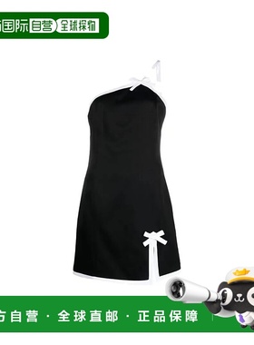 MSGM 女士黑色连衣裙 拼色蝴蝶结吊带短款无袖连衣裙新款