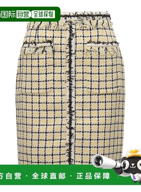 MSGM 女士黄色短裙 格纹铅笔棉质半身短裙新款半身裙包臀裙