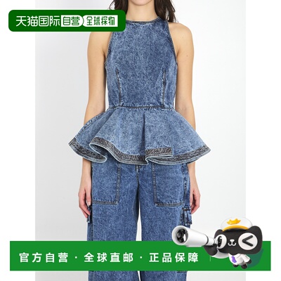 ALAIA 女士连体裤 AA9H14010T535C524 SS2026 蓝色 Denim peplum