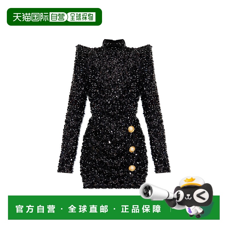 1h可退 BALMAIN 女士连衣裙 EF0R9294XL08EAB SS2025 黑色