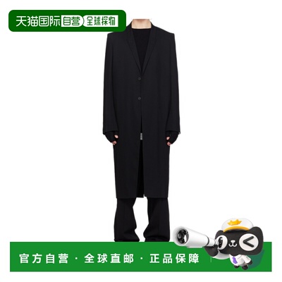 RICK OWENS 男士大衣 RU01F2941WT09 SS2026 黑色 长袖尖领大衣