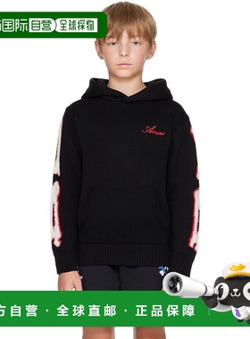 1h可退 潮奢 AMIRI 女童 黑色 Bones 儿童连帽衫童装 AKKNHD1001