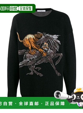 GIVENCHY 男士针织毛衣 BM90B04Y52002 AW2019 棕色 动物嵌花套衫