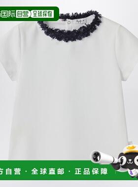 1h可退 潮奢 il gufo 女童 白色磨破领圈T恤童装 P25TS240MF032BC