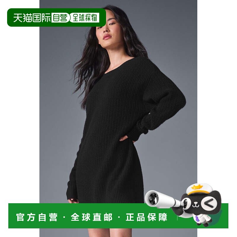 alo yoga Cashmere Plush Waffle Dress 舒适圆领宽松长袖连衣裙图片