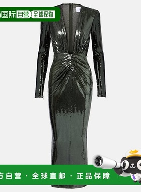 1h可退 潮奢 ALEX PERRY 女士 褶皱珠片礼服 green绿色 舒适时尚