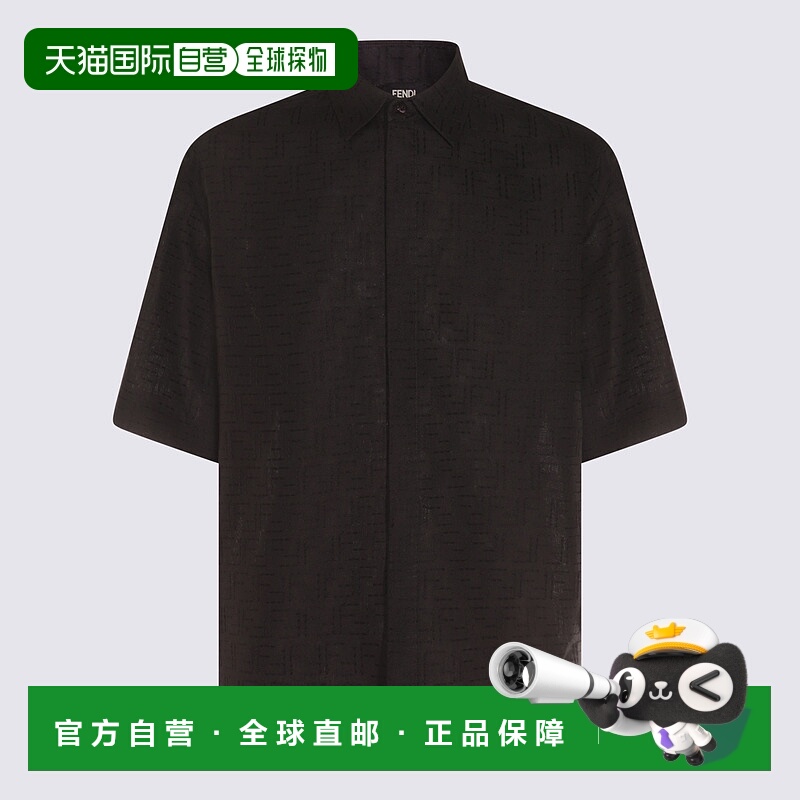 1h可退 FENDI 男士衬衫 FS1317AU6YF0QA1 AW2025 黑色 SHIRT LINE