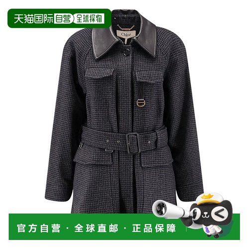 CHLOÉ 女士大衣 CH25WVE17174010 AW2025 黑色 WOOL BELTED JACKE