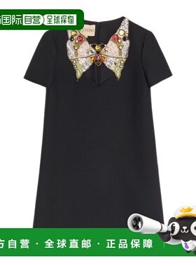 VALENTINO 女士连衣裙 BVAHH61CFK92 SS2026 黑色 刺绣绉纱高级定