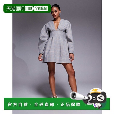 1h可退 潮奢 ASOS 女士 detailing 设计结构感圆顶袖深V迷你罩杯
