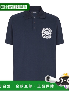 BALMAIN 男士POLO衫 FH1GC035GE96SIV AW2025 蓝色短袖