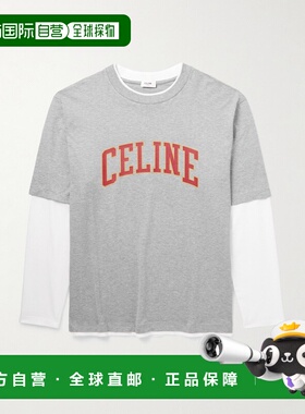 1h可退 潮奢 Celine 思琳 男士 灰色长袖棉质T恤 RX0AU671Q男装
