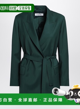 1h可退 潮奢 MaxMara 麦斯玛拉 女士 绿色羊毛帆布连腰带夹克 TAL